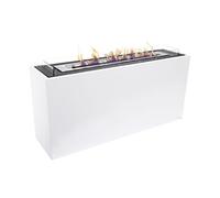 Grande cheminée à l'éthanol au sol en acier blanc et 3 brûleurs. GEA Blanc