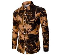 Grande chemise tendance à revers, manches longues, couleur unie, décontractée de travail avec poitrine à manches longues, t-shirt boxeur, kaki foncé, 4XL