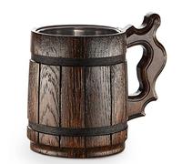 Grande chope de bière - Chęne - Faite main de maničre artisanale avec des matériaux de qualité - Doublé avec du métal - Résiste ŕ tout