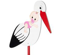 Grande Cigogne en Bois Avec Un Bébé Rose - Cigogne à Coller Pour L'intérieur Et L'extérieur - Cigogne de Naissance Pour Bébés Filles - Cadeau de Naissance Cigogne en Bois de 100 cm de Haut
