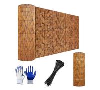 Grande clôture d'intimité en bambou - Paravent décoratif d'extérieur tissé à la main pour jardin, séparateur de cour, installation facile - Pare-soleil pour chambre, porche, piscine, toit, mur (h 140
