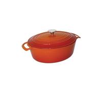 Vogue Cocotte ovale orange Vogue 6L, orange et crème, taille : 125 (H) x 230 (L) x 305 (P) mm, fonte émaillée, compatible induction et toutes sources de chaleur, GH312