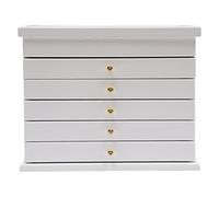 Grande Coffret à Bijoux en Bois avec 6 Niveaux - Boîte à Bijoux avec Tiroirs - Lined avec Flanelle - Pour Bracelets, Boucles d'Oreilles, Bagues, Colliers