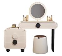 Grande Coiffeuse avec Tiroir de Rangement，Coin Beauté, Armoire latérale à Trois Niveaux,Style Moderne en Bois，offrant Un Espace de Rangement généreux(100)