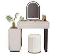 Grande Coiffeuse avec Tiroirs,Coin Beauté, Rangement Bijoux,Espace de Rangement spacieux,Plateau Plus Large,Commodes latérales,Montage Facile,Style Moderne en Bois，pour Chambre, Bureau(Beige,70)