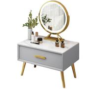 Grande Coiffeuse avec Tiroirs, Coin Beauté,Rangement Bijoux, Style Moderne, Table de Maquillage en Bois,Table de Maquillage Femme Cadeau(Light Gray,50)