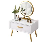 Grande Coiffeuse avec Tiroirs, Coin Beauté,Rangement Bijoux, Style Moderne, Table de Maquillage en Bois,Table de Maquillage Femme Cadeau(White,80)