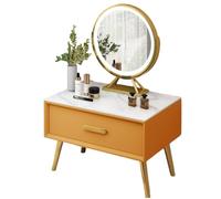 Grande Coiffeuse avec Tiroirs, Coin Beauté,Rangement Bijoux, Style Moderne, Table de Maquillage en Bois,Table de Maquillage Femme Cadeau(Orange,50)