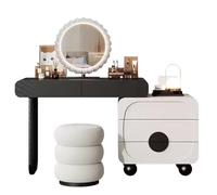 Grande Coiffeuse avec Tiroirs Multiples, Coin Beauté, Étagères Réglables, Style Moderne en Bois，Rangement Bijoux, Grande capacité de Rangement, Plan de Travail spacieux(100)