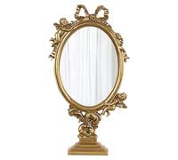 Grande coiffeuse Mi Rror dorée vintage Mi Rror Home De Cor Rrors Plateau de maquillage en résine PA Dentelle Rétro Petit Ange Sculpté Vanity (Or, 20,5 x 38 cm)