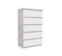 Grande commode 5 tiroirs rangement chambre - 3 coloris - SOFT - Gris