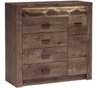 Grande commode Indianapolis I-17 en frêne foncé avec quatre tiroirs et une porte
