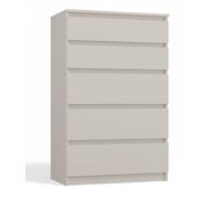 Grande commode Malwa M5, 5 tiroirs, beige cachemire, pour la maison ou le bureau