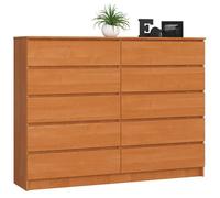 Grande Commode pour le salon AKORD K160 Aulne 160 cm 10 tiroirs façade Aulne 160x40x121 cm