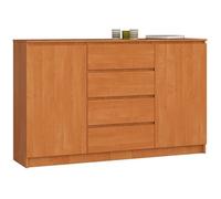 Grande Commode pour le salon AKORD K160 Aulne 160 cm 2 portes 4 tiroirs façade Aulne 4 étagères 160x40x99 cm