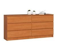 Grande Commode pour le salon AKORD K160 Aulne 160 cm 6 tiroirs façade Aulne 160x40x77 cm Aulne G