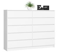 Grande Commode pour le salon AKORD K160 Blanche 160 cm 10 tiroirs façade Blanche 160x40x121 cm