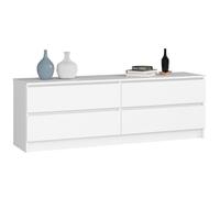Grande Commode pour le salon AKORD K160 Blanche 160 cm 4 tiroirs façade Blanche 160x40x55 cm