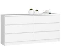 Grande Commode pour le salon AKORD K160 Blanche 160 cm 6 tiroirs façade Blanche 160x40x77 cm