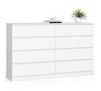 Grande Commode pour le salon AKORD K160 Blanche 160 cm 8 tiroirs façade Blanche 160x40x99 cm