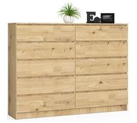 Grande Commode pour le salon AKORD K160 Chêne Artisan 160 cm 10 tiroirs façade Chêne Artisan 160x40x121 cm