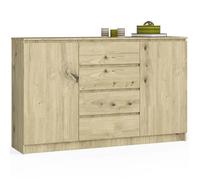 Grande Commode pour le salon AKORD K160 Chêne Artisan 160 cm 2 portes 4 tiroirs façade Chêne Artisan 4 étagères 160x40x99 cm