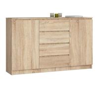 Grande Commode pour le salon AKORD K160 Chêne Sonoma 160 cm 2 portes 4 tiroirs façade Chêne Sonoma 4 étagères 160x40x99 cm