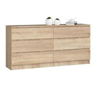 AKORD Commode K-160 avec 6 Tiroirs | Commode Classique pour La Chambre, Salon | Meuble de Rangement | L160 x H77 x P40 cm, Poids 70 kg
