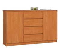 Grande Commode pour le salon K160 Aulne 160 cm 2 portes 4 tiroirs façade Aulne 4 étagères 160x40x99 cm