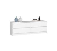 AKORD Commode K 160 cm 4 Tiroirs Meuble Debout pour Le Salon| Chambre | Bureau Salon Design Elégant Panneau Stratifié 16mm | Blanc