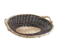 Grande corbeille - Van en osier brut et blanc