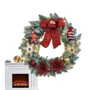 Grande couronne de Noël, décoration de porte en pin et baies artificielles pour présentation de fête de vacances, guirlande verte festive avec ruban et ornements pour porte d'entrée, fenêtre, mur, pat