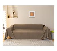 Grande couverture de canapé imperméable à carreaux gaufrés, douce et résistante aux rayures, pour canapé 4 places, protection élégante du salon, tailles assorties, marron (180 x 380 cm)