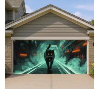 Grande couverture de porte de garage de science-fiction pour intérieur et extérieur, thème animal urbain moderne, décoration d'Halloween et toute l'année, 400 x 180 cm