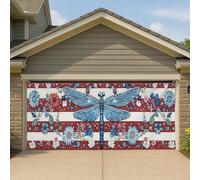 Grande couverture de porte de garage de style bohème floral libellule vintage printemps décoration extérieure 397 x 180 cm