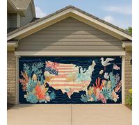 Grande couverture de porte de garage de style nautique, bannière de carte des États-Unis, décoration de fond d'été en plein air, 397 x 180 cm