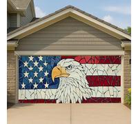 Grande couverture de porte de garage en mosaïque d'aigle américain, grande bannière patriotique vintage américaine, convient pour la décoration de fond de fête de l'indépendance en plein air, 400 x