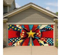 Grande couverture de porte de garage patriotique, bannière vintage festive, décoration d'été intérieure et extérieure, 397 x 180 cm