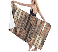 Grande couverture de serviette de bain douce, marron vieux planche de bois franc Grunge Lodge Garage Loft naturel rural graphique Artsy, drap de bain serviette de plage pour famille hôtel voyage natat