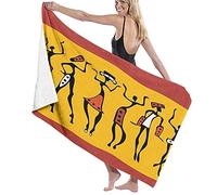 Grande couverture de serviette de bain, figures de danseuses africaines avec authentique mouvement total du corps joyeux rétro, drap de bain serviette de plage pour famille hôtel voyage natation sport