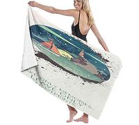 Grande couverture de serviette de bain, ne prenez que des souvenirs, ne laissez que des empreintes de pas phare sur un rocher et un voilier, drap de bain, serviette de plage pour famille, hôtel, voyag