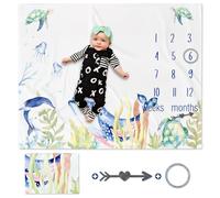 Grande couverture d'emmaillotage pour nouveau-né en polyester Motif girafe étape mensuelle 101 x 127 cm