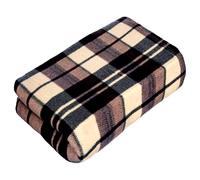Grande couverture en polaire doux extra chaud, motif tartan, plaid pour le lit ou canapé, 150 cm x 200 cm, Microfibre, café, 150 x 200 cm
