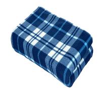 Grande couverture en polaire doux extra chaud, motif tartan, plaid pour le lit ou canapé, 150 cm x 200 cm, Microfibre, Bleu argenté, 150 x 200 cm