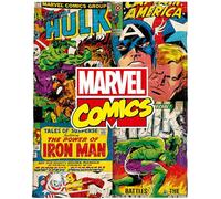 Grande couverture Marvel Comics 130 x 170 cm - Couverture polaire douce - Couverture de canapé - Couverture polaire douce - Comicheft Iron Man Hulk Thor Captain America Spider Man Disney MCU