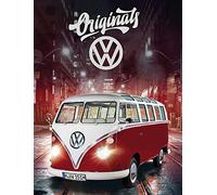 Grande couverture polaire VW Volkswagen Bulli T1 rouge, 130 x 170 cm, pour camping-car, bus, voiture, couvre-lit, moelleux, adapté à la parure de lit 087-B