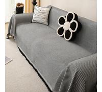 Grande couverture réversible et légère pour canapé 1/2/3/4 places - Couverture décorative et légère pour fauteuil, canapé, sofa, lit (180 x 180 cm, noir)