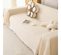 Grande couverture réversible et polyvalente pour canapé 1/2/3/4 places - Couverture décorative et légère pour chaises, canapés, canapés et lits (90 x 180 cm, beige)