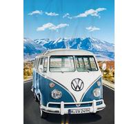 Grande couverture VW Volkswagen T1 Adventure - Bleu - 150 x 200 cm - Couverture douillette en polaire - Idéale pour le canapé et le lit - Convient pour la parure de lit