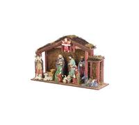 Grande crèche de Noël avec 11 figurines en porcelaine et LED